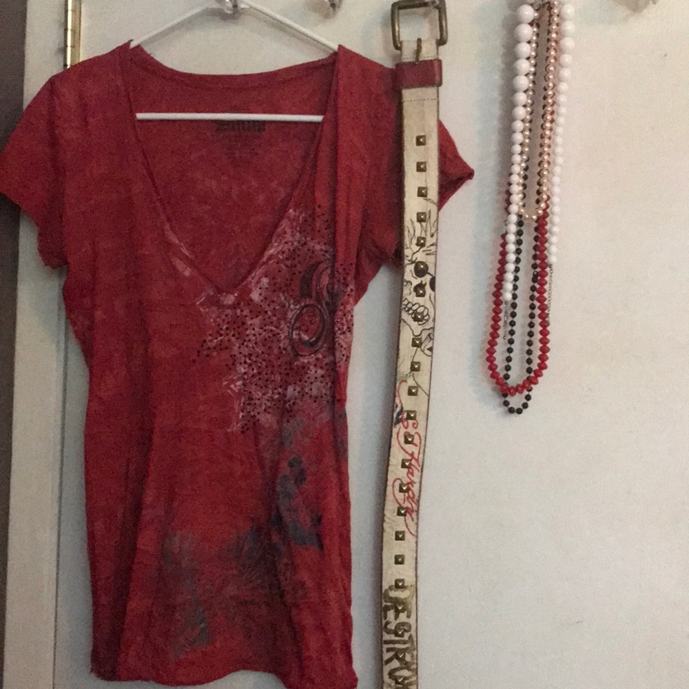 Sinful v neck sz small bedazzled crinkle new